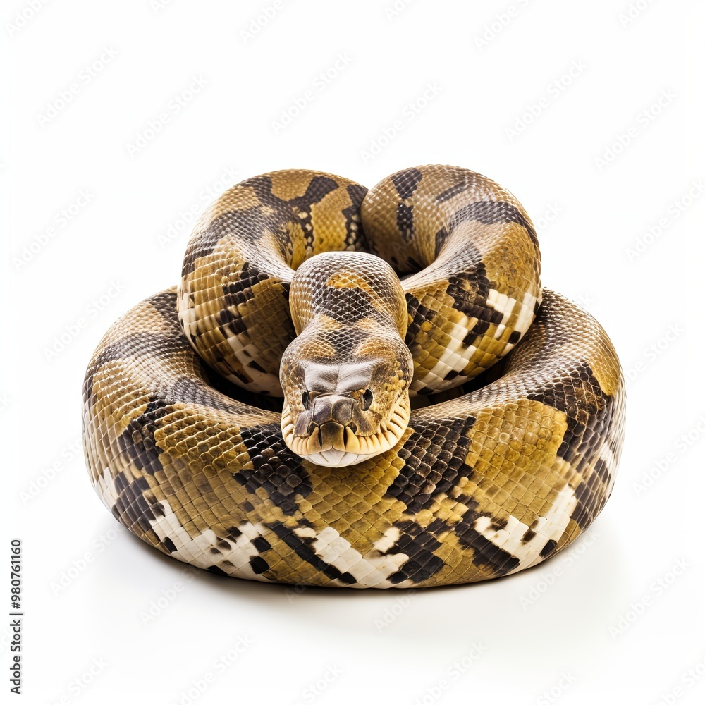 Obraz premium Photo of twisted python isolated on white background