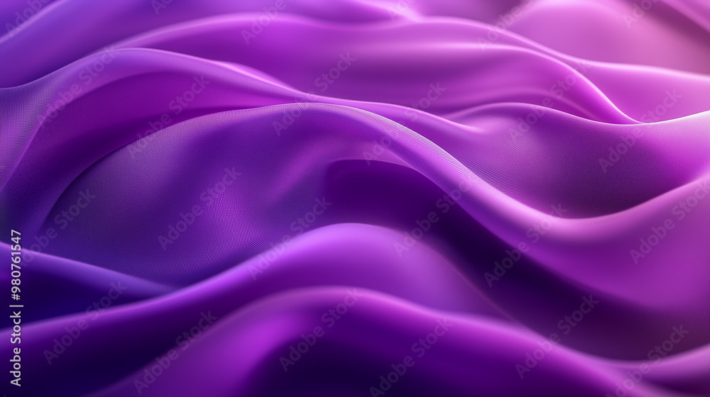 Fototapeta premium Luxurious Purple Silk Fabric with Soft Curves Background