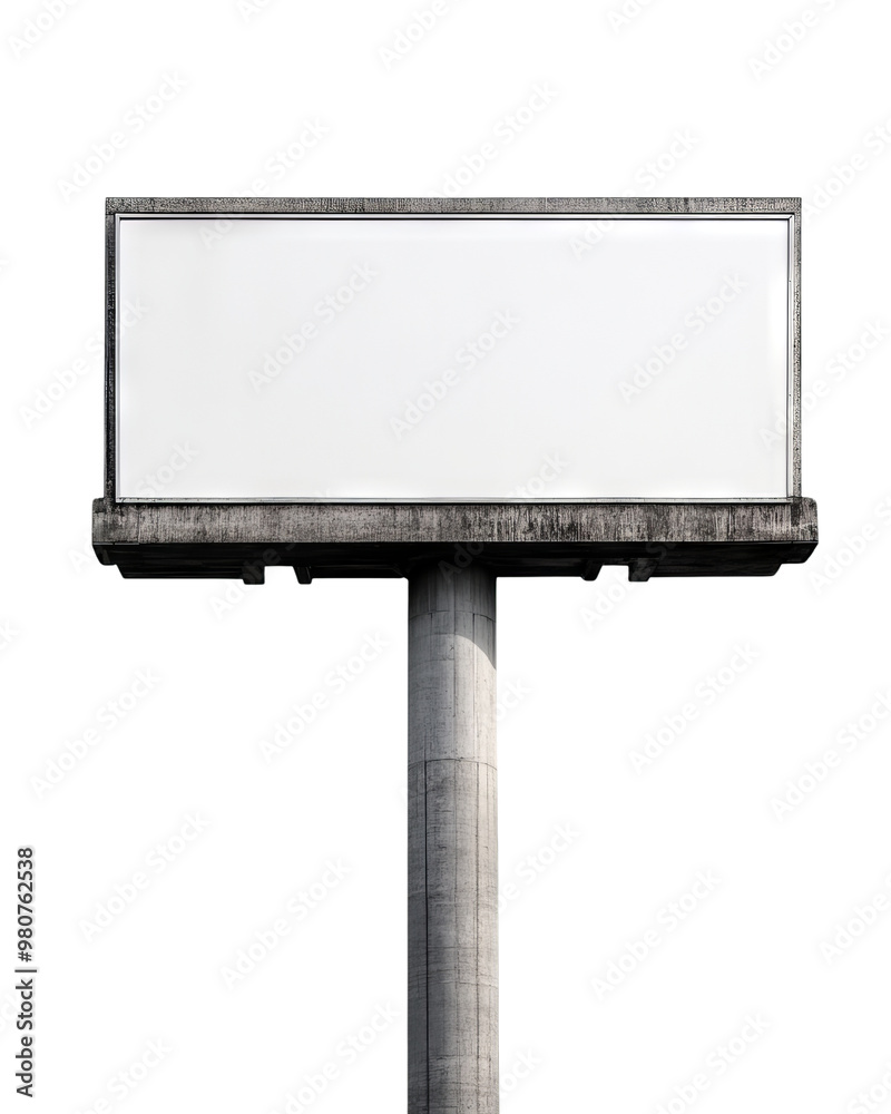 Obraz premium An empty billboard on a concrete pole, ready for advertisement, showcasing a blank canvas against a clear sky.