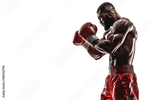 African American boxer standing on transparent background photo