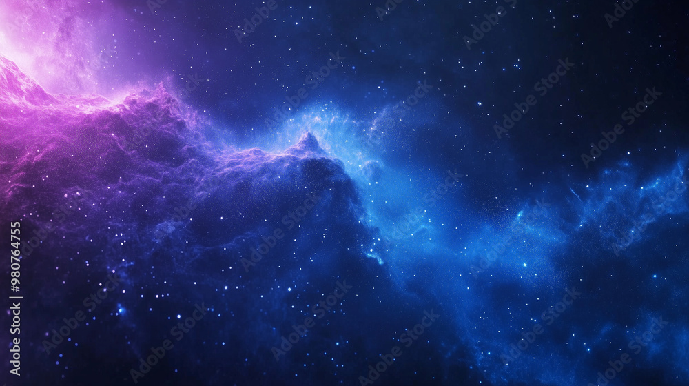 Purple and Blue Nebula Mountain with Star-Filled Night Sky Purple and Blue Nebula Mountain with Star-Filled Night Sky