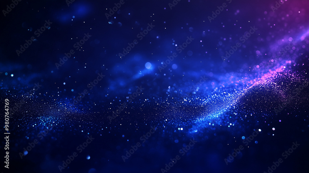 Fototapeta premium Blue and Purple Cosmic Dust with Twinkling Stars in Deep Space