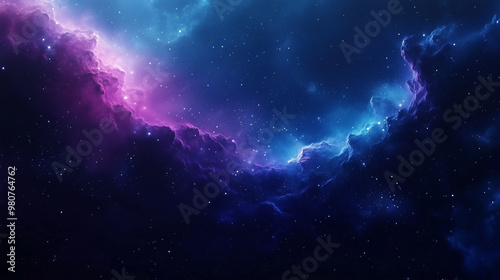 Vibrant Purple and Blue Cosmic Cloud Nebula in Starry Night Sky