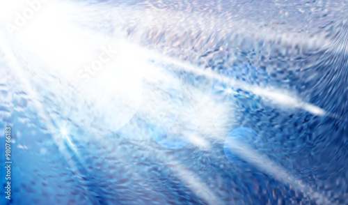 Sun rays light effect overlay on frosted reflection ribbed glass creative banner design.Sunlight glare creates realistic effect.Sunbeams glare vector illustration realistic style.Modern background