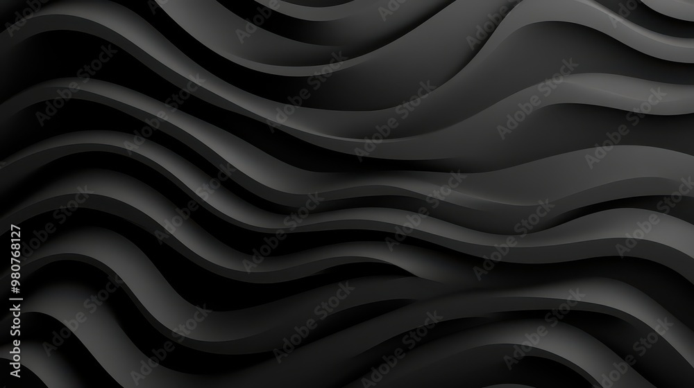 Obraz premium Sleek Black Abstract Background Featuring Modern Wavy Patterns for Creative Design Use
