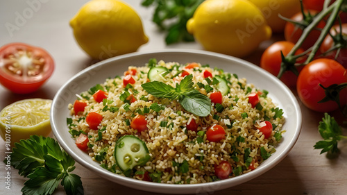 Delicious Healthy Vegan Organic Taboule, a Lebanese salad