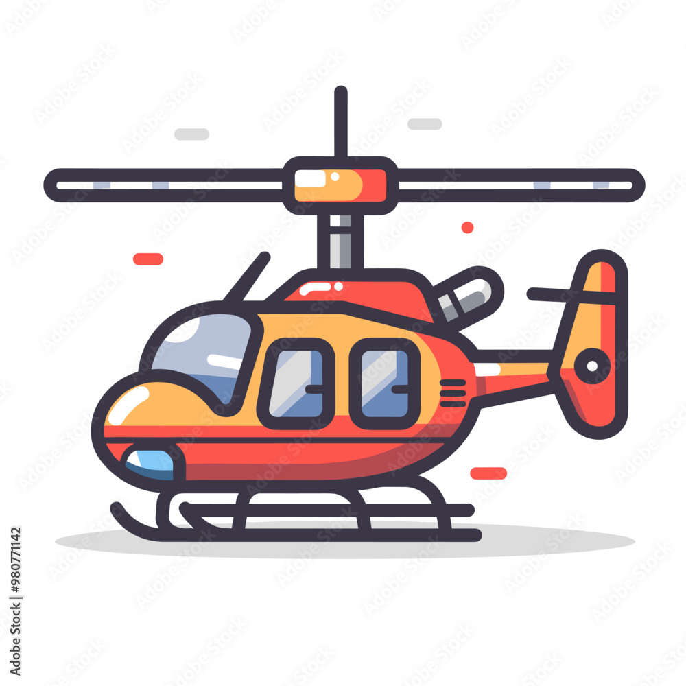 Helicopter vector illustration isolated on white background. Flat design.