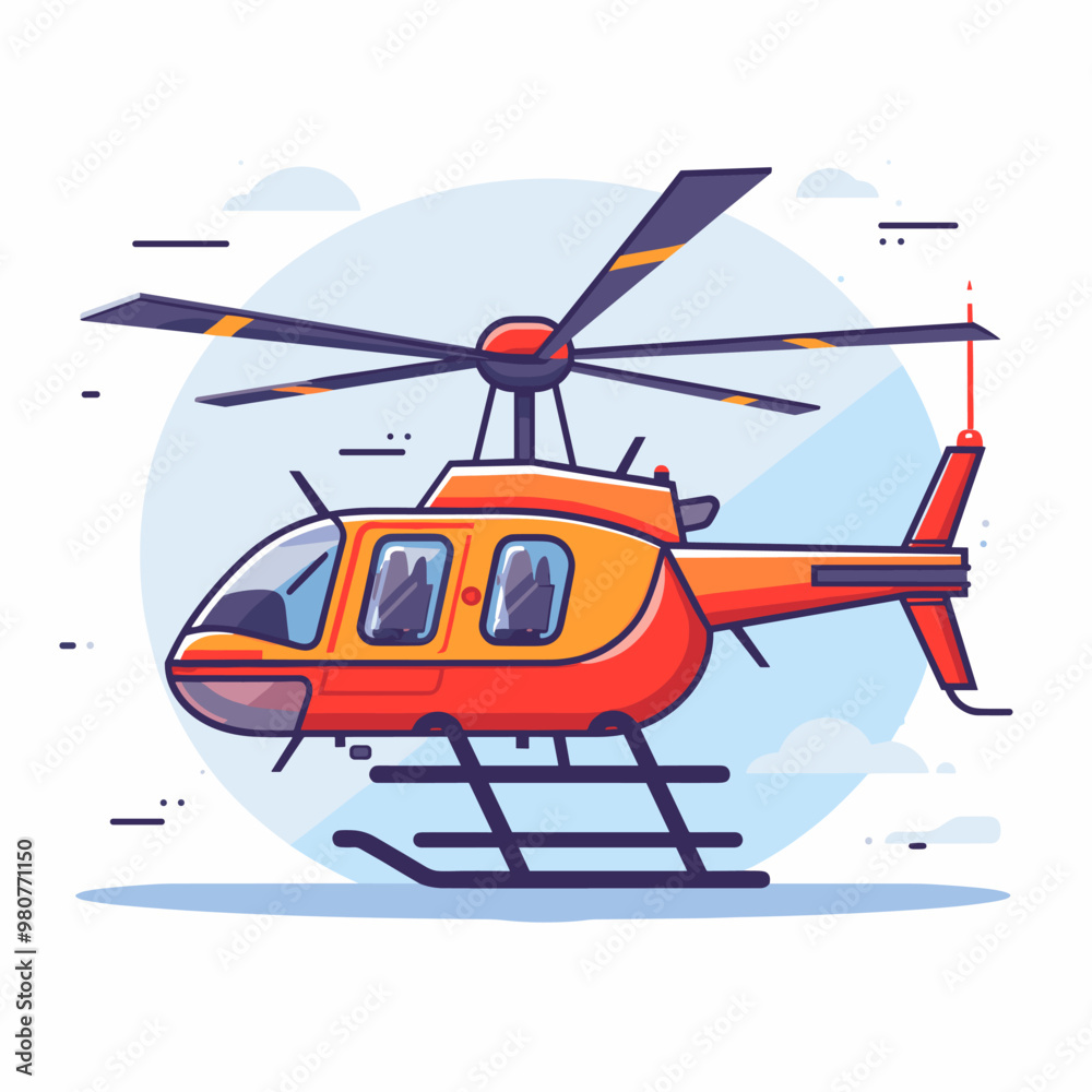 Helicopter vector illustration isolated on white background. Flat design. Helicopter vector illustration isolated on white background. Flat design.