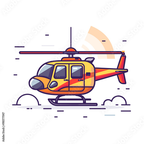 Helicopter vector illustration isolated on white background. Flat design.