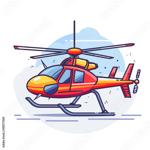 Helicopter vector illustration isolated on white background. Flat design.