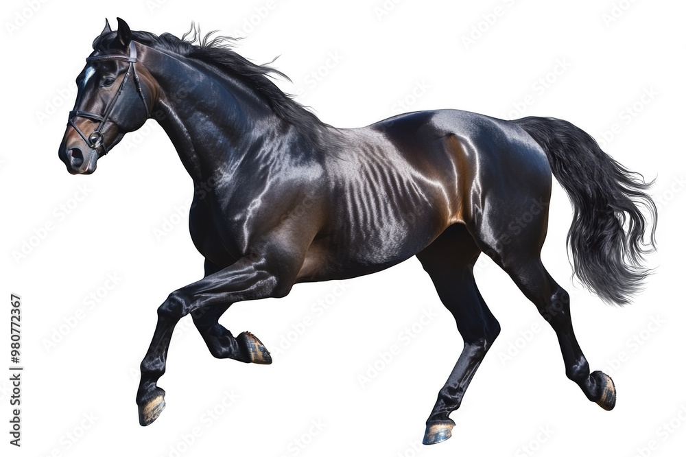 Running black stallion on transparent background Running black stallion on transparent background