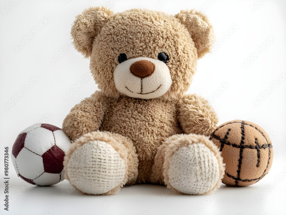 Obraz premium a teddy bear and several balls