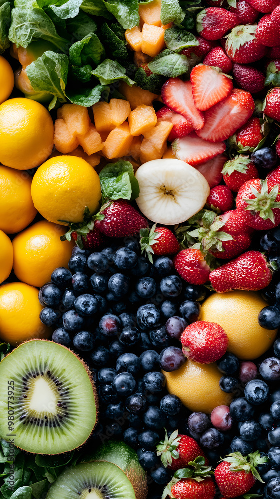 healthy produce image, vibrant fruits, vegetables in the baskets healthy produce image, vibrant fruits, vegetables in the baskets