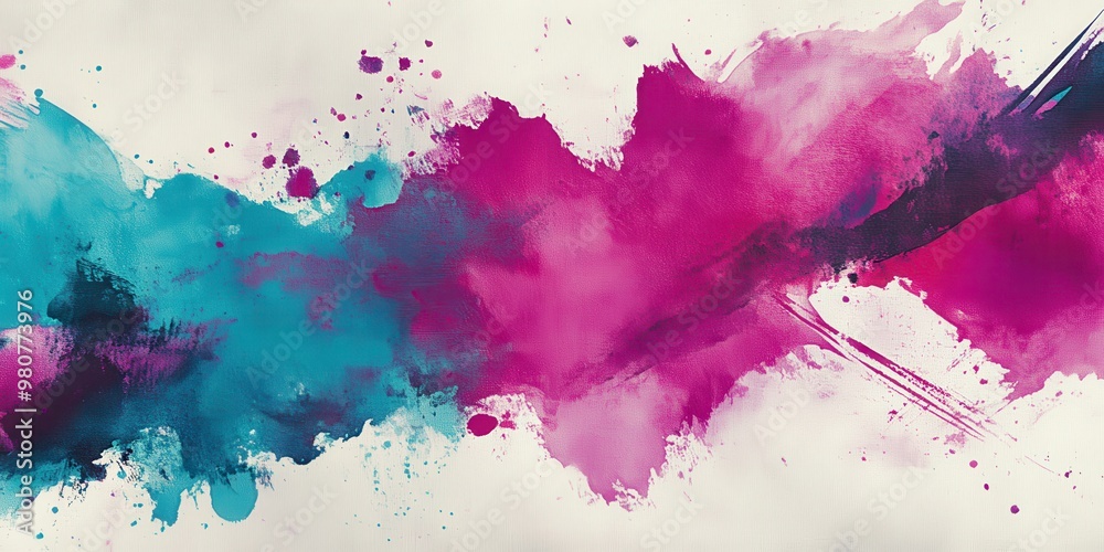 Obraz premium A vibrant watercolor splash in pink and teal, evoking creativity and artistic expression.