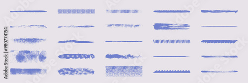 Fotografie A collection of blue brushstrokes with different textures and styles