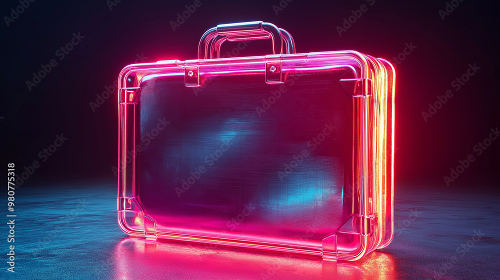 3D icon of a briefcase in holographic style 3D icon of a briefcase in holographic style