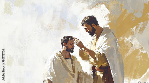 The anointing of David by the prophet Samuel, a pivotal moment in the Old Testament, marking David’s divine appointment as King of Israel