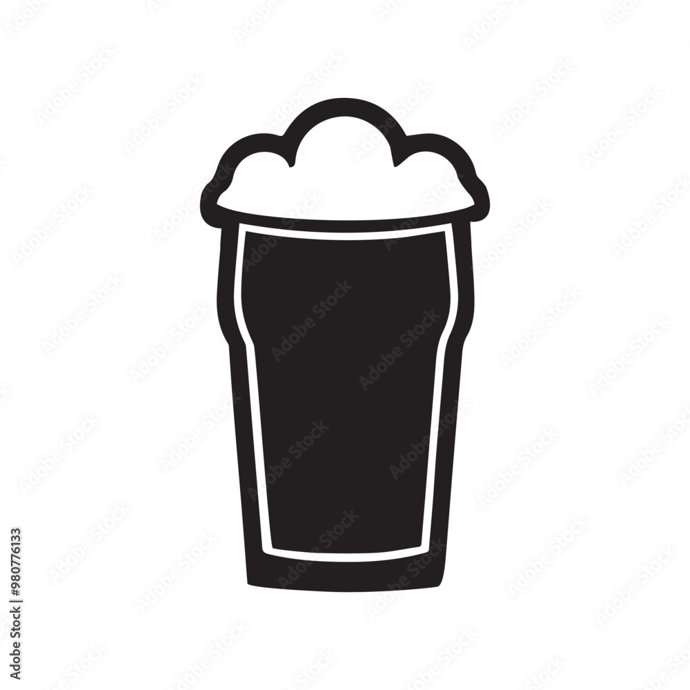 Beer bottle clipart Design - Beer Glass vector illustration in black and white
