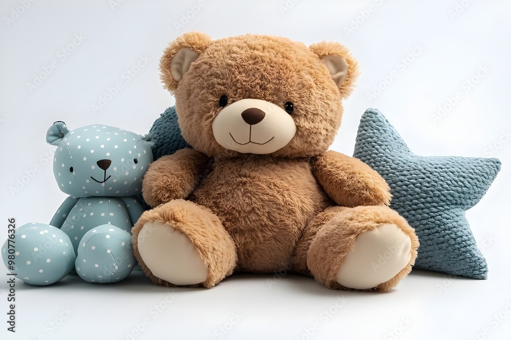 Obraz premium a teddy bear and two stuffed animals