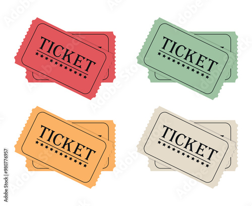 Two abstract tickets template design in pastel colors. Event entry ticket, front view. Vector illustration