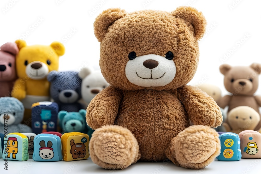 a teddy bear with persony round objects
a teddy bear with persony round objects