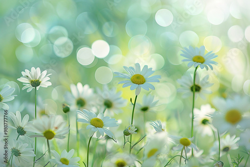 Daisies bloom in the morning
