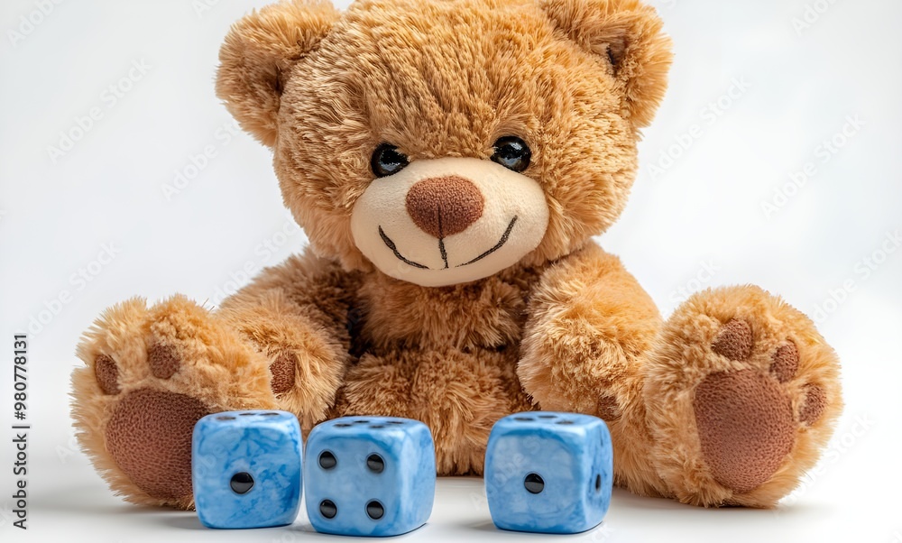 Obraz premium a teddy bear with persony round objects