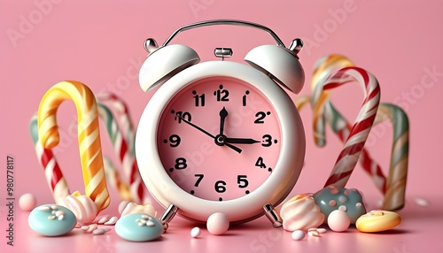 Charming 3D Animation of a Candy-Inspired Clock Signifying Unfulfilled Dreams photo