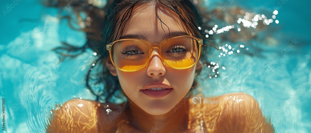 Naklejka premium gorgeous woman in a swimming pool