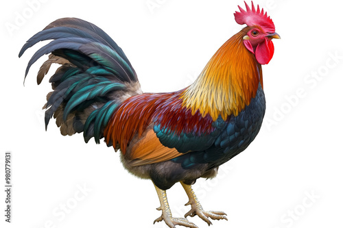 Rooster in full growth on a transparent background