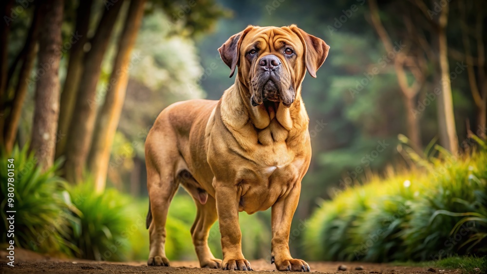 A majestic South African Mastiff with a distinctive brown coat and wrinkled face, standing proudly in a natural A majestic South African Mastiff with a distinctive brown coat and wrinkled face, standing proudly in a natural