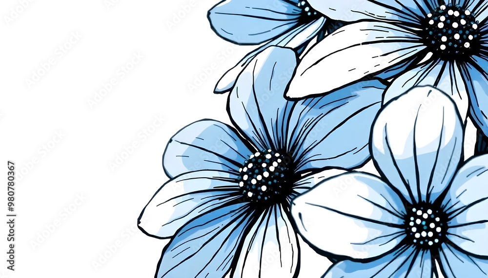 Fototapeta premium A close-up view of delicate blue and white flowers with soft