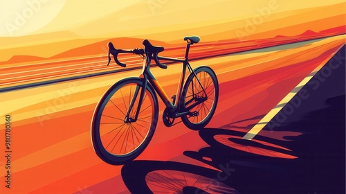 "Stylish Bike on Scenic Sunset Road"