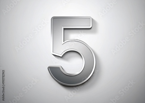 A modern, silver-colored five-digit numeral logo with rounded edges and subtle gradient effect, set against a clean,