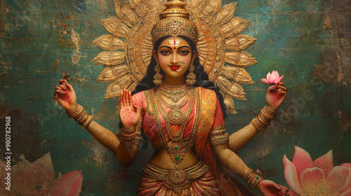 Illustration of  Goddess Lakshmi