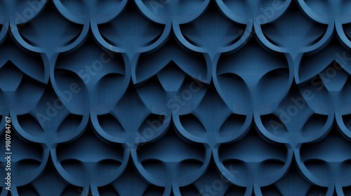 Elegant blue decorative pattern featuring dimensional design elements, perfect for wallpapers or modern backgrounds.