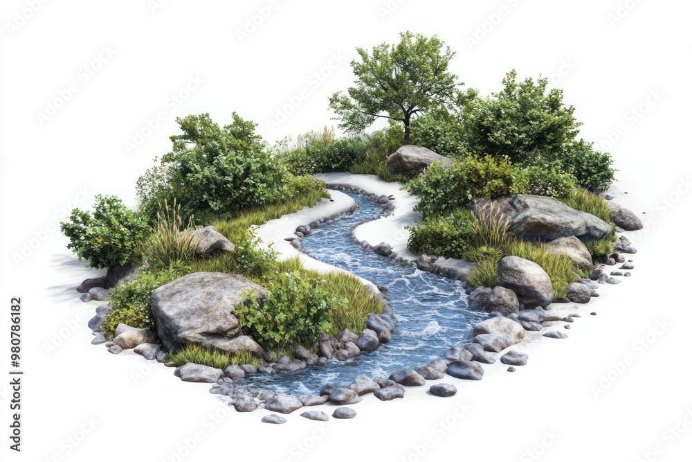 Obraz premium River curved path landscape outdoors nature.