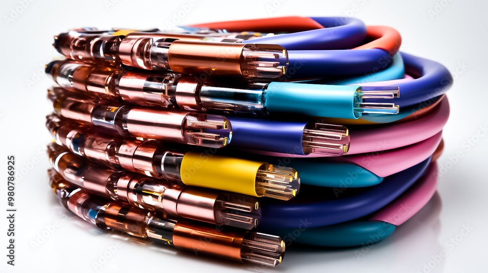 A pile of colorful metal tubes with a purple and yellow handle, bracelet with beads, necklace, necklace with bracelet, bracelet with a bracelet A pile of colorful metal tubes with a purple and yellow handle, bracelet with beads, necklace, necklace with bracelet, bracelet with a bracelet
