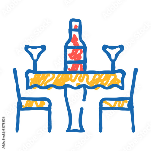romantic evening restaurant doodle icon sketch vector. romantic evening restaurant sign. isolated symbol illustration
