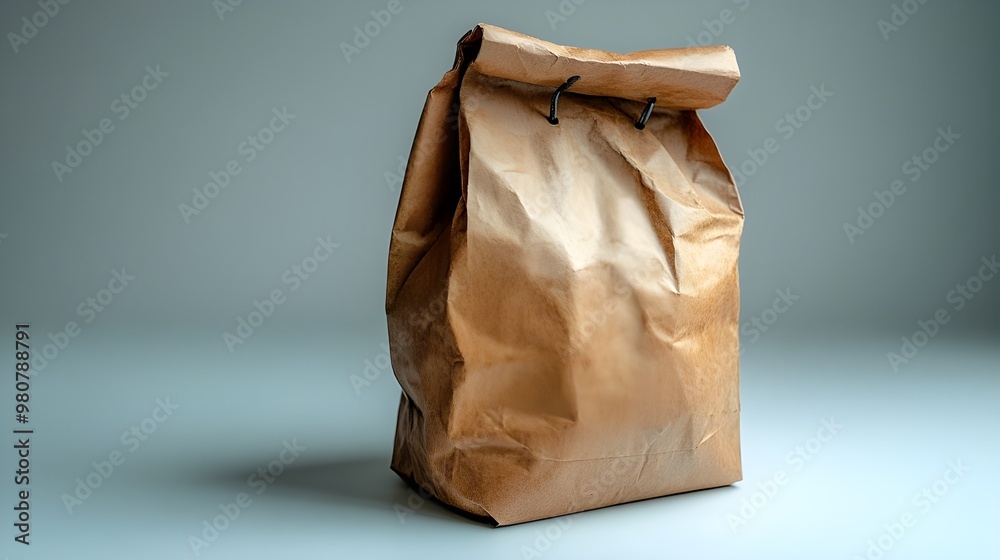 a brown paper bag with a string
a brown paper bag with a string
