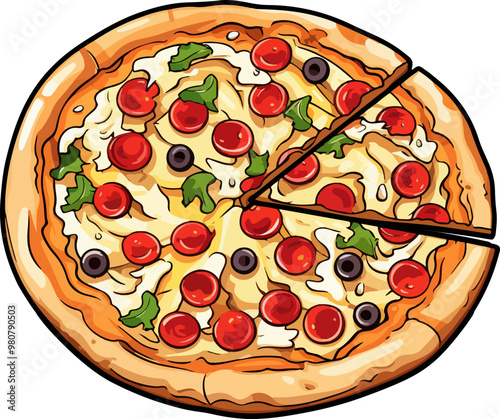 Pizza clipart desing illustration