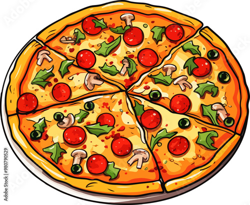Pizza clipart desing illustration