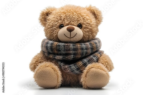 a teddy bear wearing a scarf

