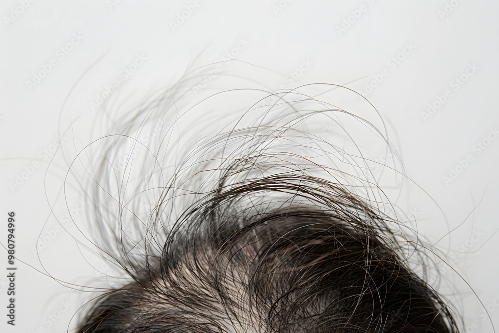 Problem of healthy with hair loss or fallen down from strain, unhappy or nervous on white background. Problem of healthy with hair loss or fallen down from strain, unhappy or nervous on white background.