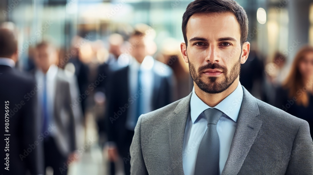 Confident Business Professional in Smart Suit Preparing for Career Advancement Confident Business Professional in Smart Suit Preparing for Career Advancement