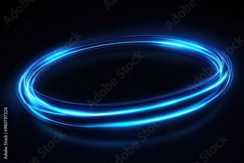 Glowing blue neon light circle