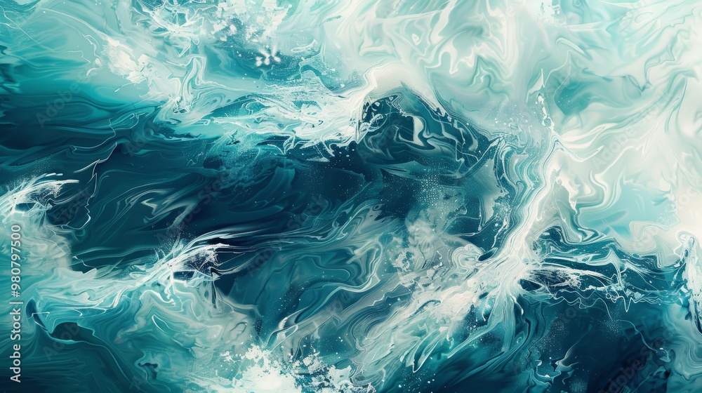 Abstract Swirling Teal and White Abstract Swirling Teal and White