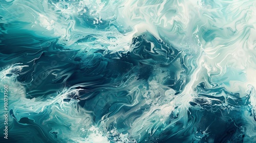 Wallpaper Mural Abstract Swirling Teal and White Torontodigital.ca