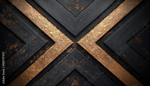 Intersecting Black and Gold Wooden Panels