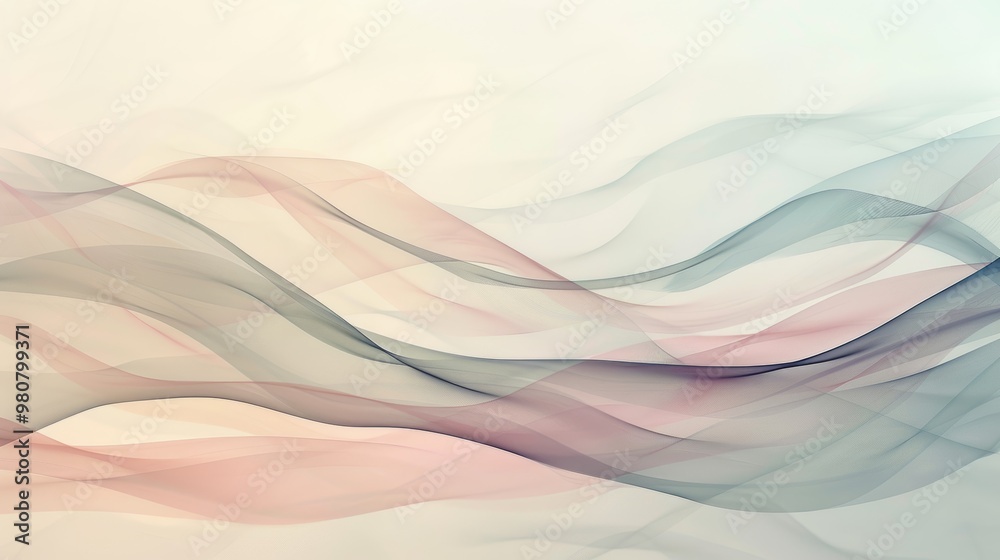 Abstract Art of Intertwined Curves in Soft Hues